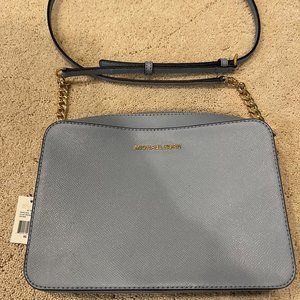 NWT Michael Kors Pale Blue Leather Crossbody Bag